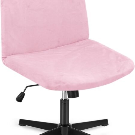 Velvet Cross Legged Office Chair Covers - Upgrade Your Armless Wide Seat Computer Task Chair with Soft and Vibrant Velvet Stretch Covers - Transform Your Workspace in Minutes (Pink)