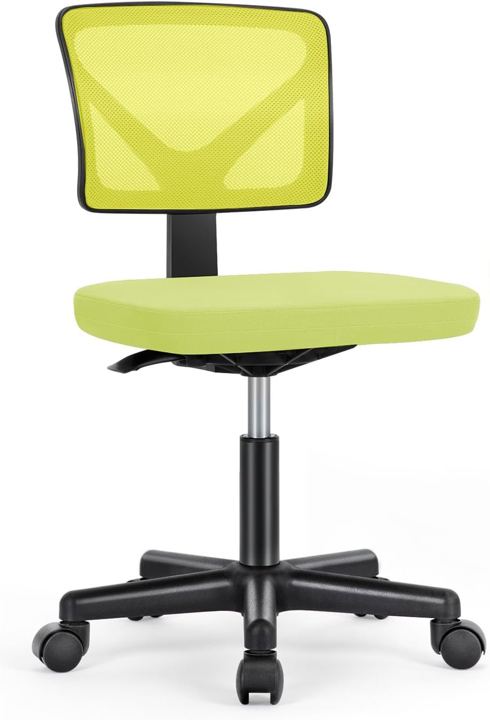 Armless Desk Chair - Small Home Office Chair with Wheels, Mesh Low Back Task Chair with Lumbar Support and Wheels, Adjustable Height 360° Rolling Swivel Computer Chair Without Arm