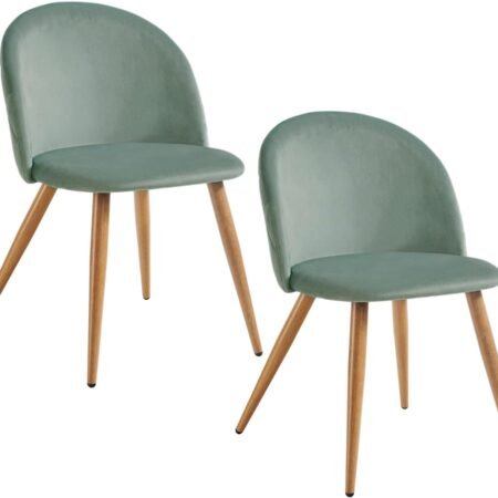 Upholstered Velvet Dining Chair Mid Back Armless with Wood Legs for Home Kitchen Bedroom Living Room, Set of 2,