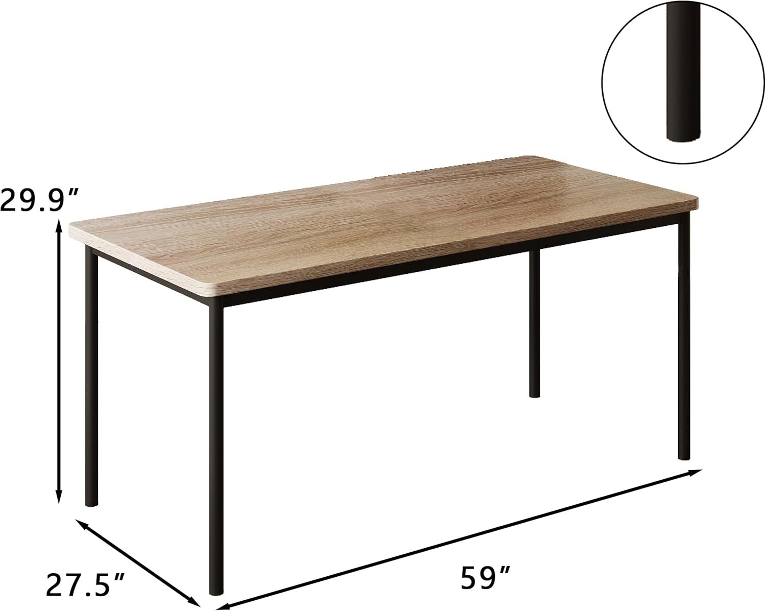 Dining Table for 6, Wood 59 inch Dining Room Table for Kitchen Small Place Apartment(Table Only) - Image 2