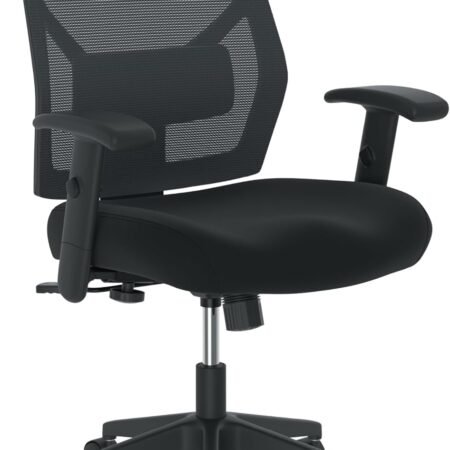 High Back Office Chair Mesh Desk Chair With Wheels and Arms - Ergonomic Office Chair with Adjustable Center-Tilt Recline, Home Office Swivel Chair Comfortable for Long Hours - Black