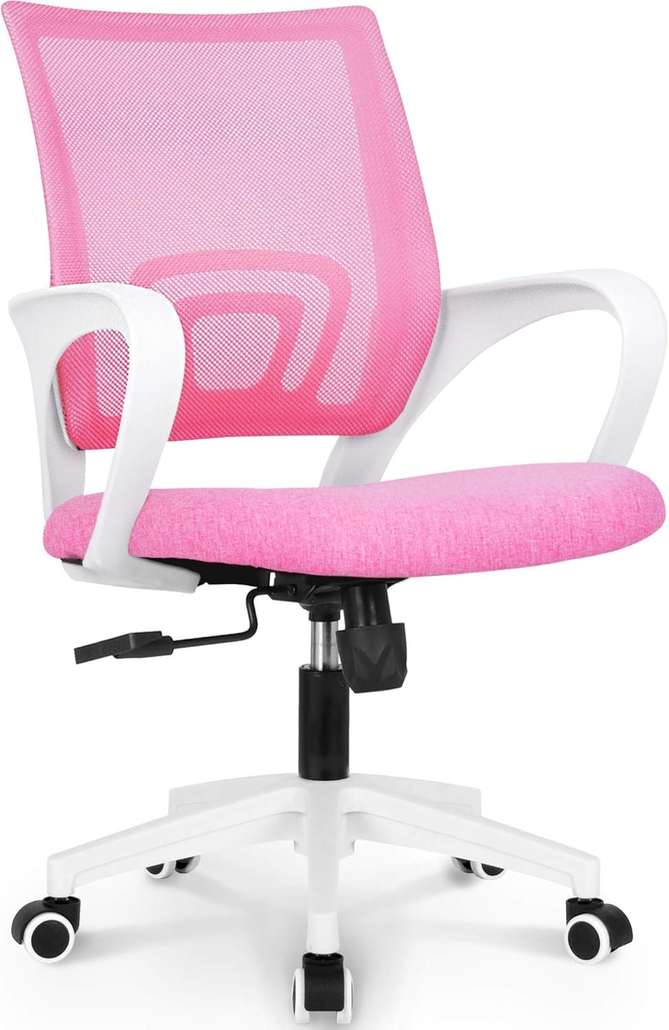 Office Computer Desk Chair Gaming-Ergonomic Mid Back Cushion Lumbar Support with Wheels Comfortable Blue Mesh Racing Seat Adjustable Swivel Rolling Home Executive (Pink)