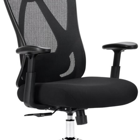 Ergonomic Office Desk Computer Chair, High Back Comfy Swivel Home Gaming Mesh Chairs with Wheels, Adjustable Lumbar Support, Headrest, Liftable 2D Arms,135° Tilt for Bedroom, Study, Black
