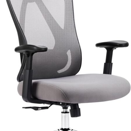 Ergonomic Office Desk Computer Chair, High Back Comfy Swivel Home Gaming Mesh Chairs with Wheels, Adjustable Lumbar Support, Headrest, Liftable 2D Arms,135° Tilt for Bedroom, Study, Grey