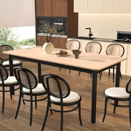 Dining Table for 6, Wood 59 inch Dining Room Table for Kitchen Small Place Apartment(Table Only)