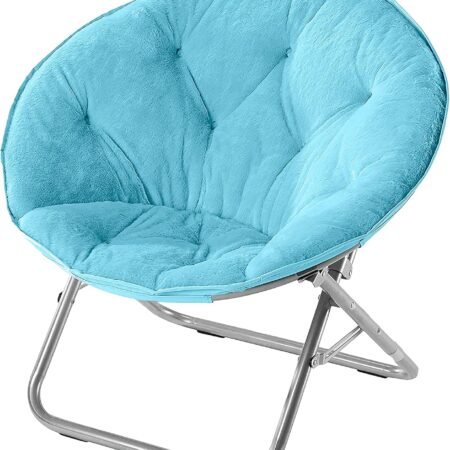 Faux Fur Saucer Chair, Light Blue